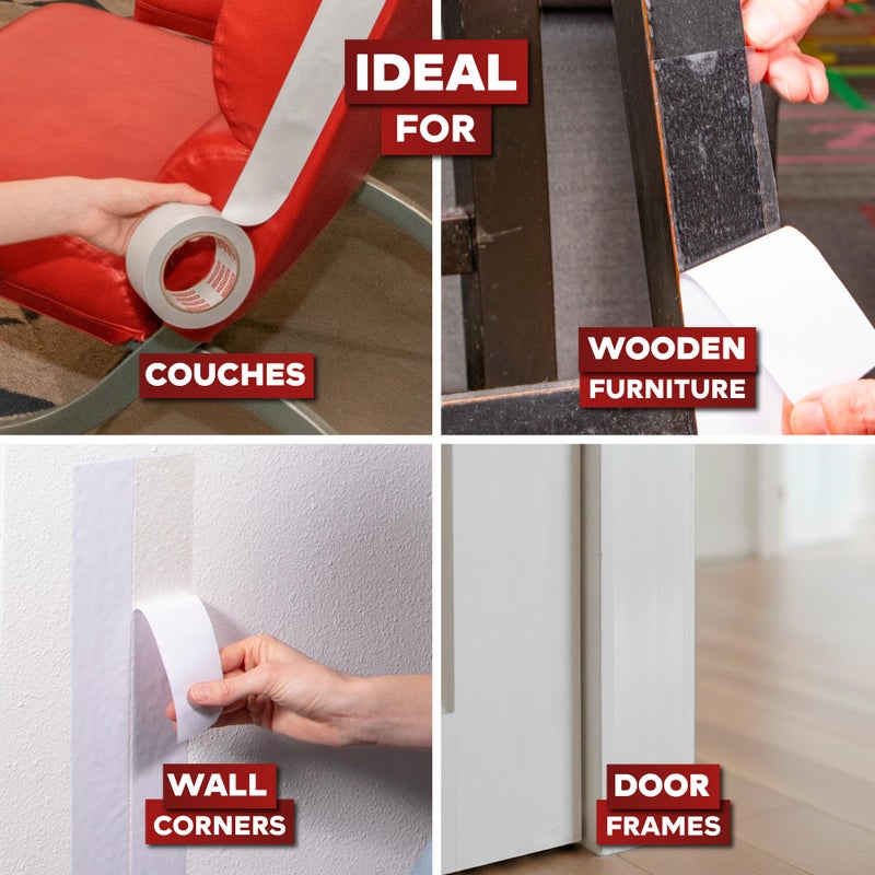 XFasten Anti-Scratch Cat Training Tape, Clear, 2.5-Inches x 15 Yards, 2.5-Inches x 15 Yards (3-Pack) Door, Couch, Furniture and Leather Scratch Guard Protector Tape for Cats and Pets - Image 5